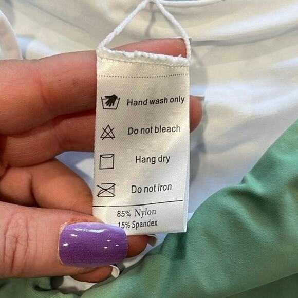 NWOT Jacque Designs Bathing Suit Bikini Bottom Side Lace High Waist Green S - Picture 2 of 4